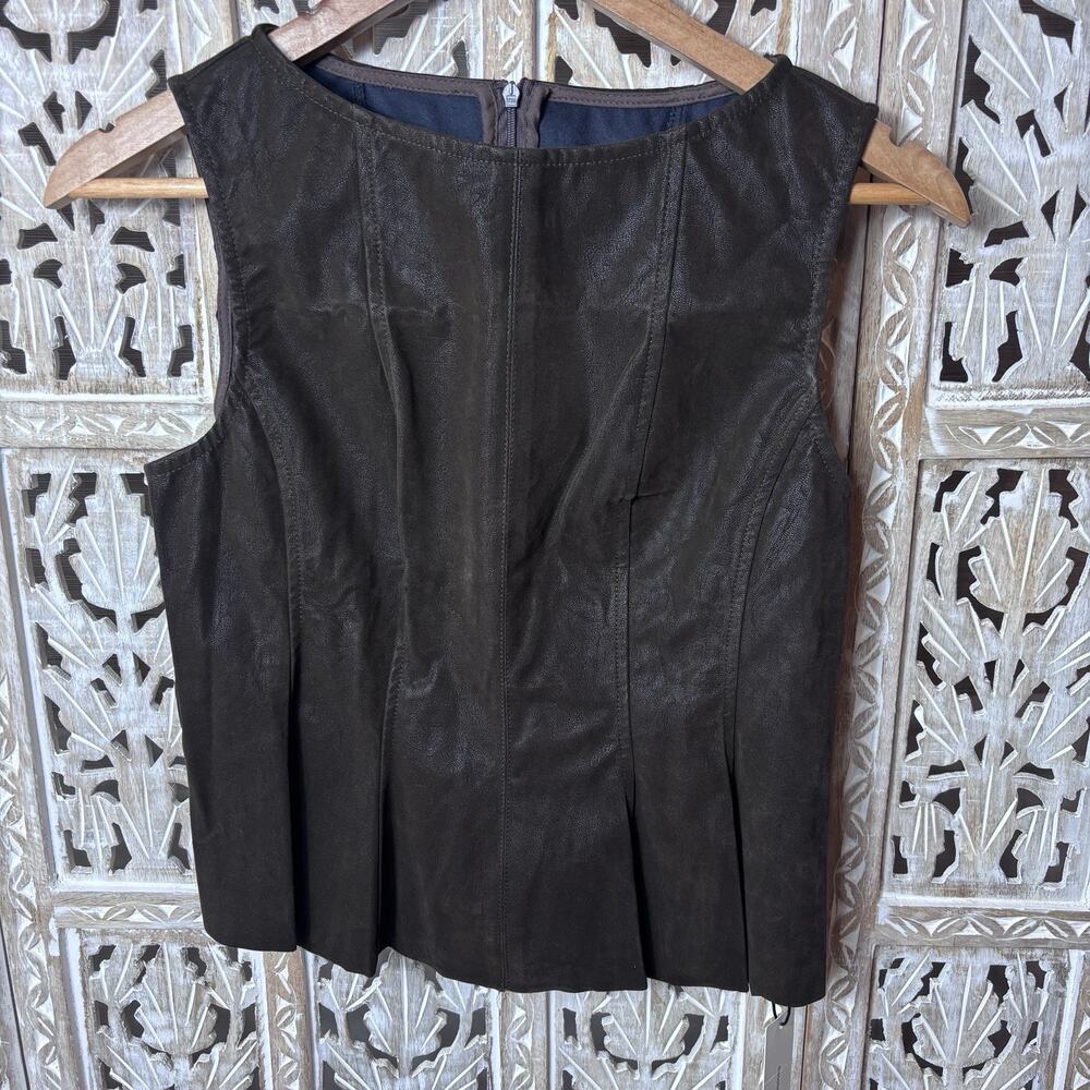 Commense Faux Suede Shirt Top Chocolate Brown Tank Western Hippie Boho Size MED